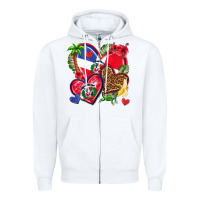 White dominican republic  hearts Zipper Hoodie - texasbilliewilder