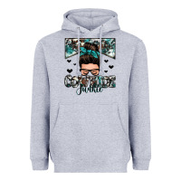 Heather Grey cowhide junkie messy bun Heavyweight Hoodie - Zillion Design Studio