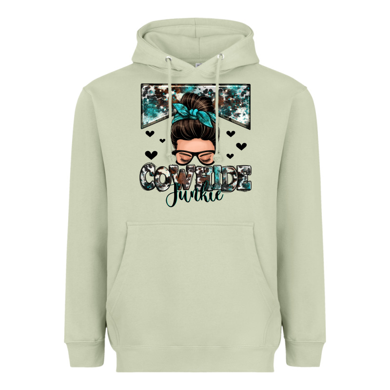 Cowhide Junkie Messy Bun Heavyweight Hoodie by Zillion Design Studio | Teevron