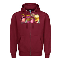 Burgundy boss lady coffee cups with money Zipper Hoodie - texasbilliewilder
