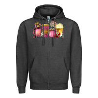 Charcoal Heather boss lady coffee cups with money Zipper Hoodie - texasbilliewilder