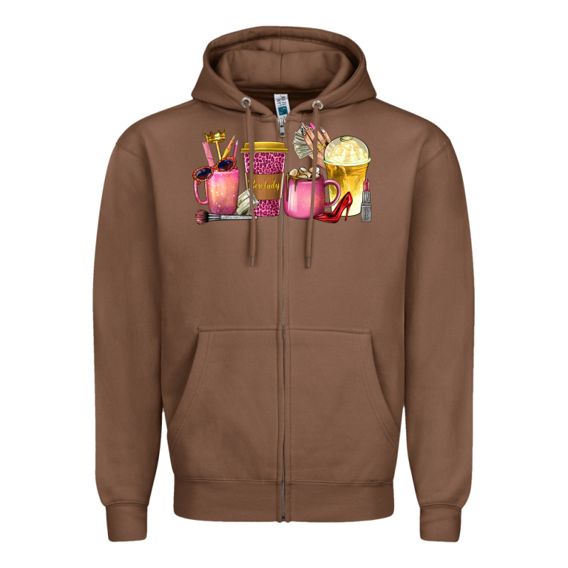 Boss Lady Coffee Cups With Money Zipper Hoodie by texasbilliewilder | Teevron
