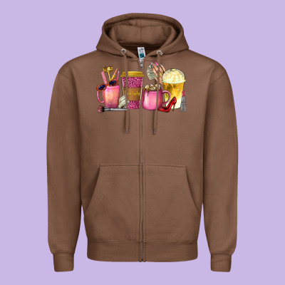 Boss Lady Coffee Cups With Money Zipper Hoodie Designed By Texasbilliewilder