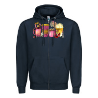 Navy boss lady coffee cups with money Zipper Hoodie - texasbilliewilder