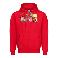 Red boss lady coffee cups with money Zipper Hoodie - texasbilliewilder