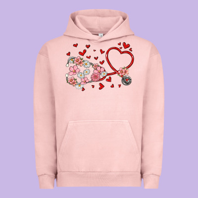 Valentine's Day Stethoscope Urban Hoodie Designed By Maliassmallbusiness