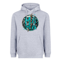 Heather Grey cowhide mama lighting bolt Heavyweight Hoodie - Zillion Design Studio