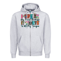 Heather Grey i speak my mind because it hurts to bite my tongue Zipper Hoodie - Zillion Design Studio