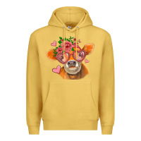 Antique Gold valentines day orange cow Premium Hoodie - Jasminsmagicworld