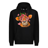 Black valentines day orange cow Premium Hoodie - Jasminsmagicworld