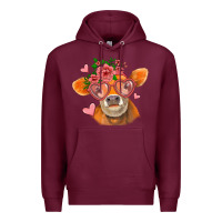 Burgundy valentines day orange cow Premium Hoodie - Jasminsmagicworld
