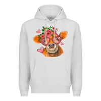 Dove Grey valentines day orange cow Premium Hoodie - Jasminsmagicworld