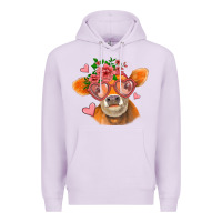 Lilac valentines day orange cow Premium Hoodie - Jasminsmagicworld
