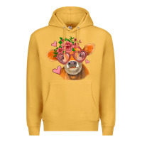 Mustard valentines day orange cow Premium Hoodie - Jasminsmagicworld