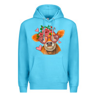 Ocean Blue valentines day orange cow Premium Hoodie - Jasminsmagicworld