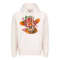 Pale Pink valentines day orange cow Premium Hoodie - Jasminsmagicworld