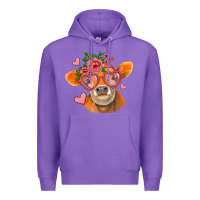 Purple valentines day orange cow Premium Hoodie - Jasminsmagicworld