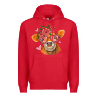 Red valentines day orange cow Premium Hoodie - Jasminsmagicworld