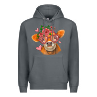 Rock valentines day orange cow Premium Hoodie - Jasminsmagicworld