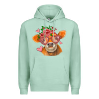 Seafoam valentines day orange cow Premium Hoodie - Jasminsmagicworld