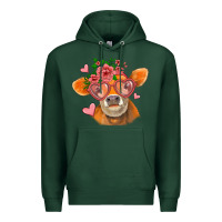 Sports Green valentines day orange cow Premium Hoodie - Jasminsmagicworld
