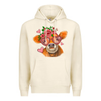 Tofu valentines day orange cow Premium Hoodie - Jasminsmagicworld