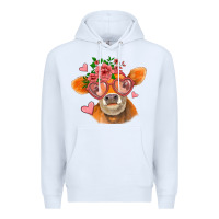 White valentines day orange cow Premium Hoodie - Jasminsmagicworld
