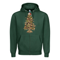 Sports Green Skeleton Christmas Tree Zipper Hoodie - RanaPortraitStore