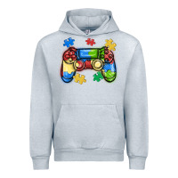 Heather Grey autism awareness video game controller Urban Hoodie - MaliasSmallBusiness