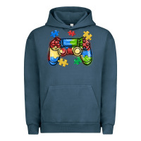 Pigment Midnight Navy autism awareness video game controller Urban Hoodie - MaliasSmallBusiness