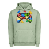 Pigment Oil Green autism awareness video game controller Urban Hoodie - MaliasSmallBusiness