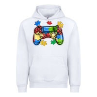 White autism awareness video game controller Urban Hoodie - MaliasSmallBusiness
