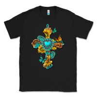 Black western cross with gemstone and sunflowers Classic Tee - texasbilliewilder