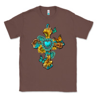 Chestnut western cross with gemstone and sunflowers Classic Tee - texasbilliewilder
