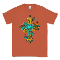Copper western cross with gemstone and sunflowers Classic Tee - texasbilliewilder