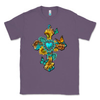 Lavender western cross with gemstone and sunflowers Classic Tee - texasbilliewilder