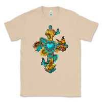 Mushroom western cross with gemstone and sunflowers Classic Tee - texasbilliewilder