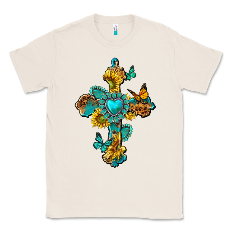 Western Cross With Gemstone And Sunflowers Classic Tee by texasbilliewilder | Teevron