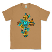 Toasted Coconut western cross with gemstone and sunflowers Classic Tee - texasbilliewilder