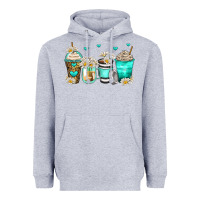 Heather Grey daisy coffee cups Heavyweight Hoodie - Zillion Design Studio