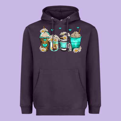 Daisy Coffee Cups Heavyweight Hoodie Designed By Zillion Design Studio
