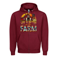 Burgundy life is better on the farm with barn Zipper Hoodie - texasbilliewilder