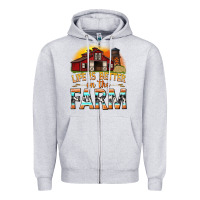 Heather Grey life is better on the farm with barn Zipper Hoodie - texasbilliewilder