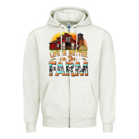 Oatmeal Heather life is better on the farm with barn Zipper Hoodie - texasbilliewilder