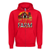 Red life is better on the farm with barn Zipper Hoodie - texasbilliewilder