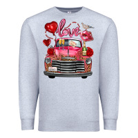 Heather Grey valentine's day truck love bird letter Premium Sweatshirt - FaDigitalArtStudio