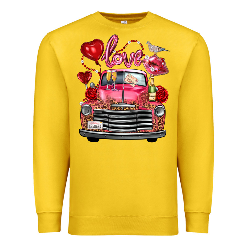 Valentine's Day Truck Love Bird Letter Premium Sweatshirt by FaDigitalArtStudio | Teevron