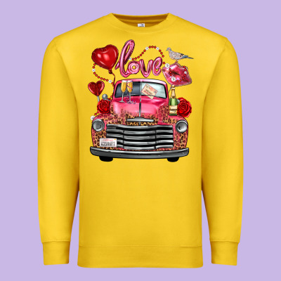 Valentine's Day Truck Love Bird Letter Premium Sweatshirt Designed By Fadigitalartstudio