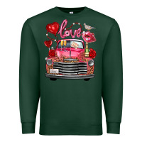 Sports Green valentine's day truck love bird letter Premium Sweatshirt - FaDigitalArtStudio