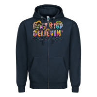 Navy don't stop believin' hold on to that feeling Zipper Hoodie - Zillion Design Studio